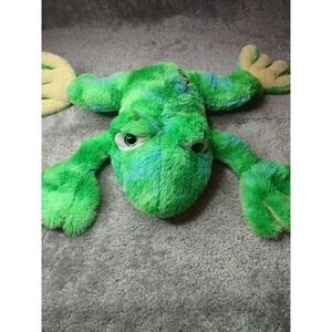 MTY International Large Floppy Green Frog Plush With Red Hearts/Glitter Eyes 18"